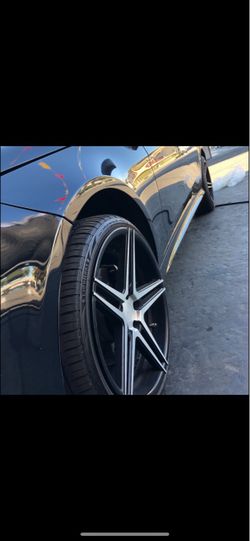 Black Machined 5-Spoke Alloy Wheel with Tire