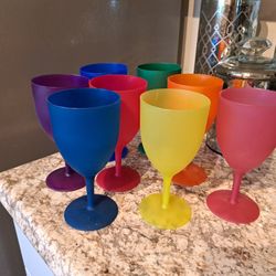 Wine Glasses - Set of 8 - Plastic, New
