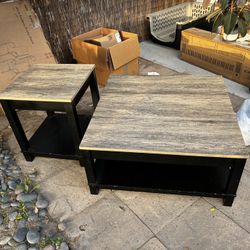 Matching Coffee Table & Side Table w 2-tier Storage