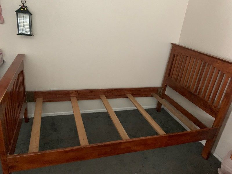 Twin Size Wood Frame Bed