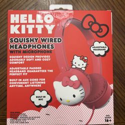 NWT Limited Edition Hello Kitty Squishy Wired Headphones with Microphone