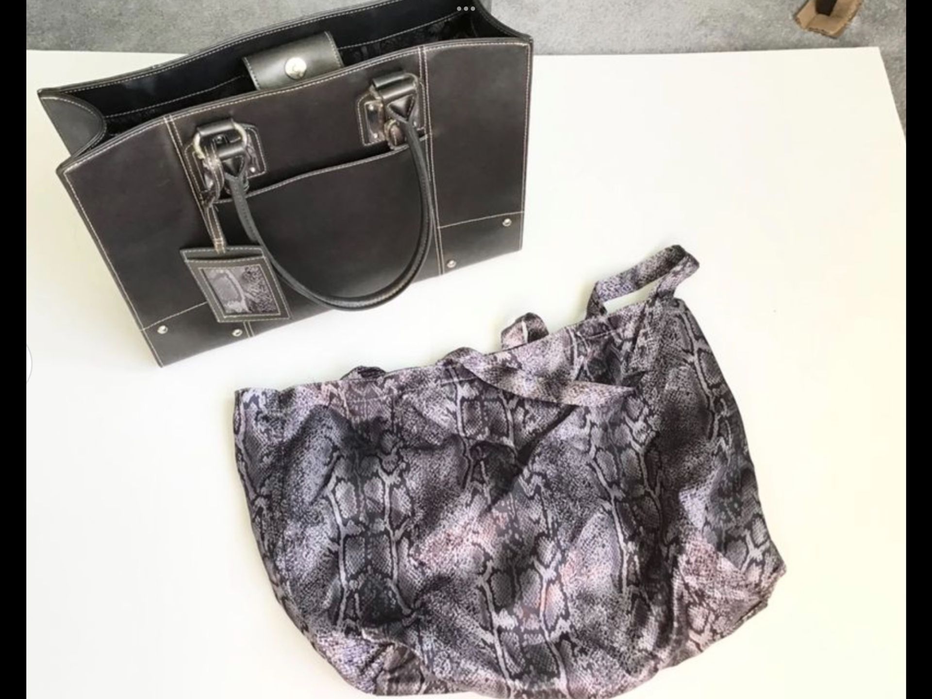 NEW Wilson Leather Large Laptop Bag Padded Briefcase Silver / Pewter Color Tote + Protective Laptop Sleeve