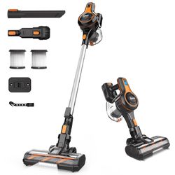 INSE Cordless Vacuum Cleaner, 40kPa Rechargeable Stick Vacuum with 300W Brushless Motor for Carpet Hardwood Floor Pet Hair,S620
