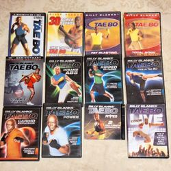 12 DVD's Billy Blanks Tae Bo Power workout videos-full length,fat burning,ripped