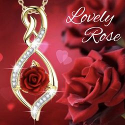 Water Drop Infinite Rose Necklace 