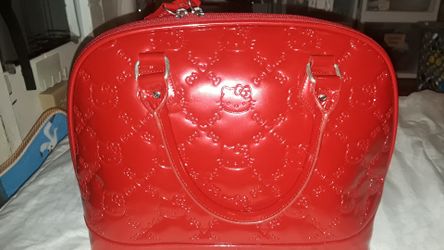 New Sanrio Hello Kitty Red Large Vinyl Embossed Bag by Loungefly