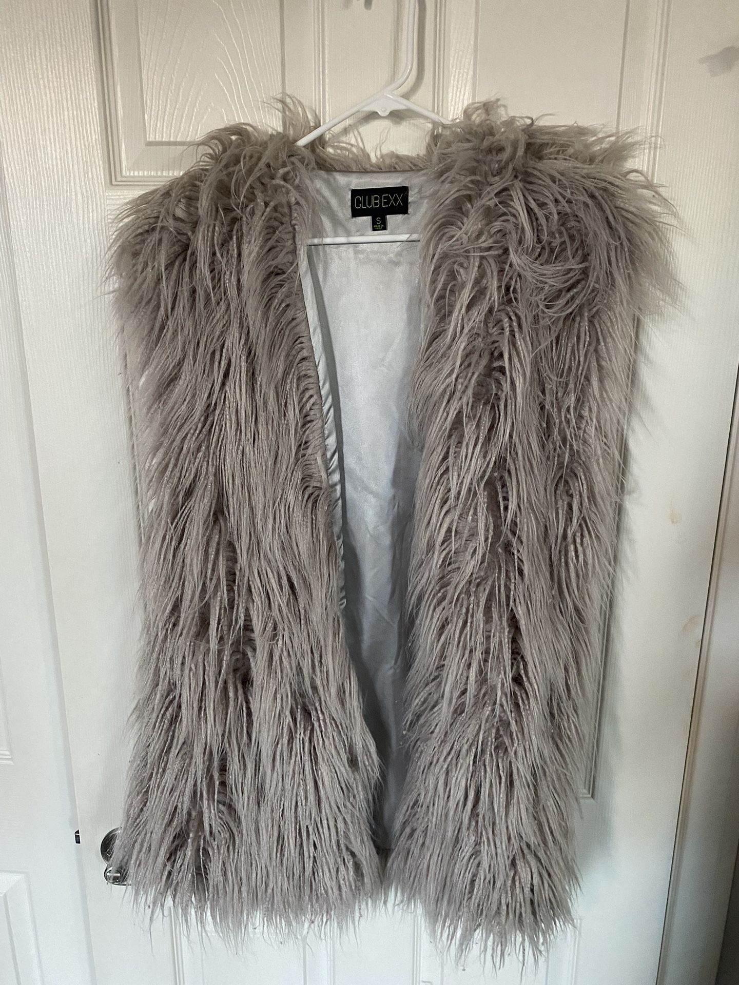 Gray Oversized Faux Fur Vest - Women S