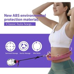 Smart Weighted Hula Hoops For Adults Weight Loss Abdomen Hula Fitness Hoop, Detachable Knots & Adjustable Weight, Auto-Spinning Ball Massage Equipment