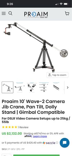 Proaim 10' Wave-2 Camera Jib Crane, Pan Tilt, Dolly Stand | Gimbal Compatible