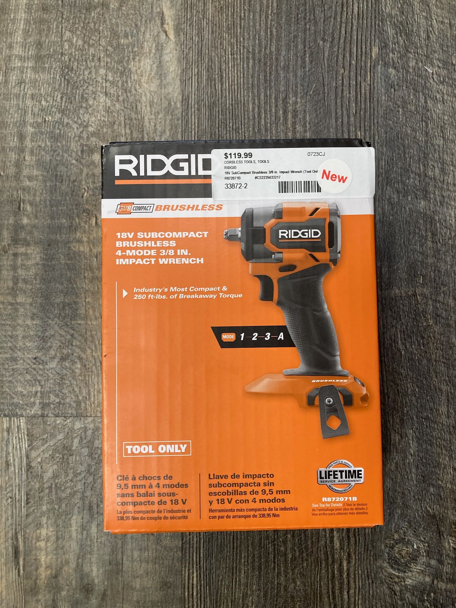 RIDGID R872071B 18V SubCompact Brushless 3/8” Impact Wrench, Tool Only