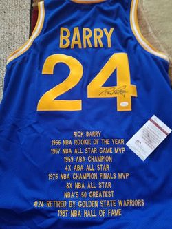 Rick Barry authentic signed stat jersey