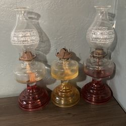 VINTAGE GLASS “EAGLE OIL LAMPS”. “HOME SWEET HOME”. NICE CONDITION.