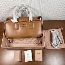 Miu Miu Style Brown Top Handle Bag With Box & Strap