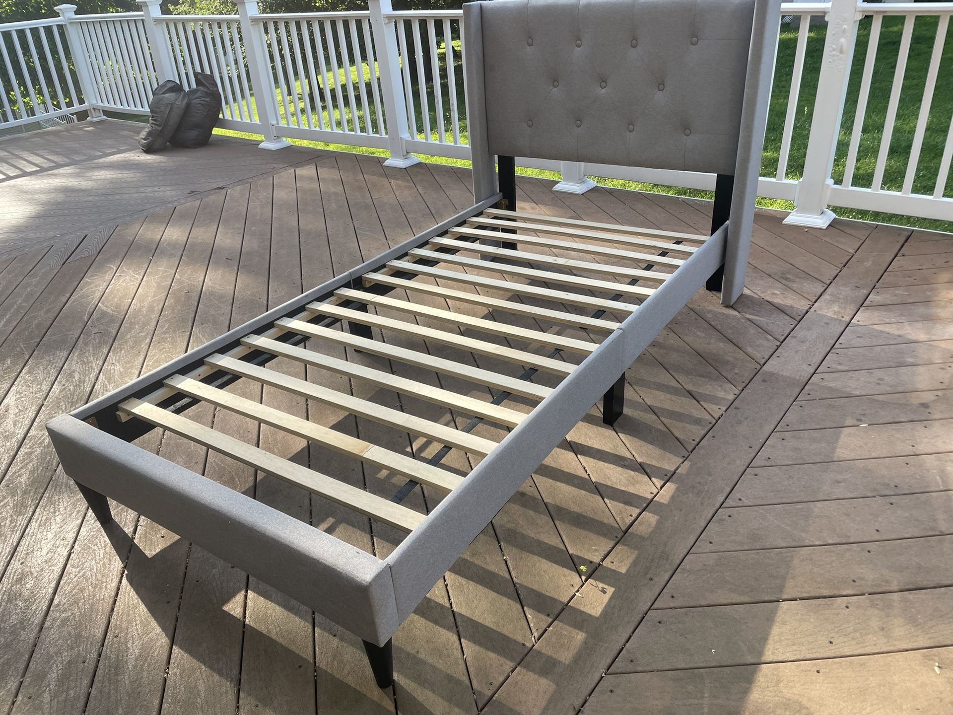Low Profile Upholstered Twin XL Bedframe
