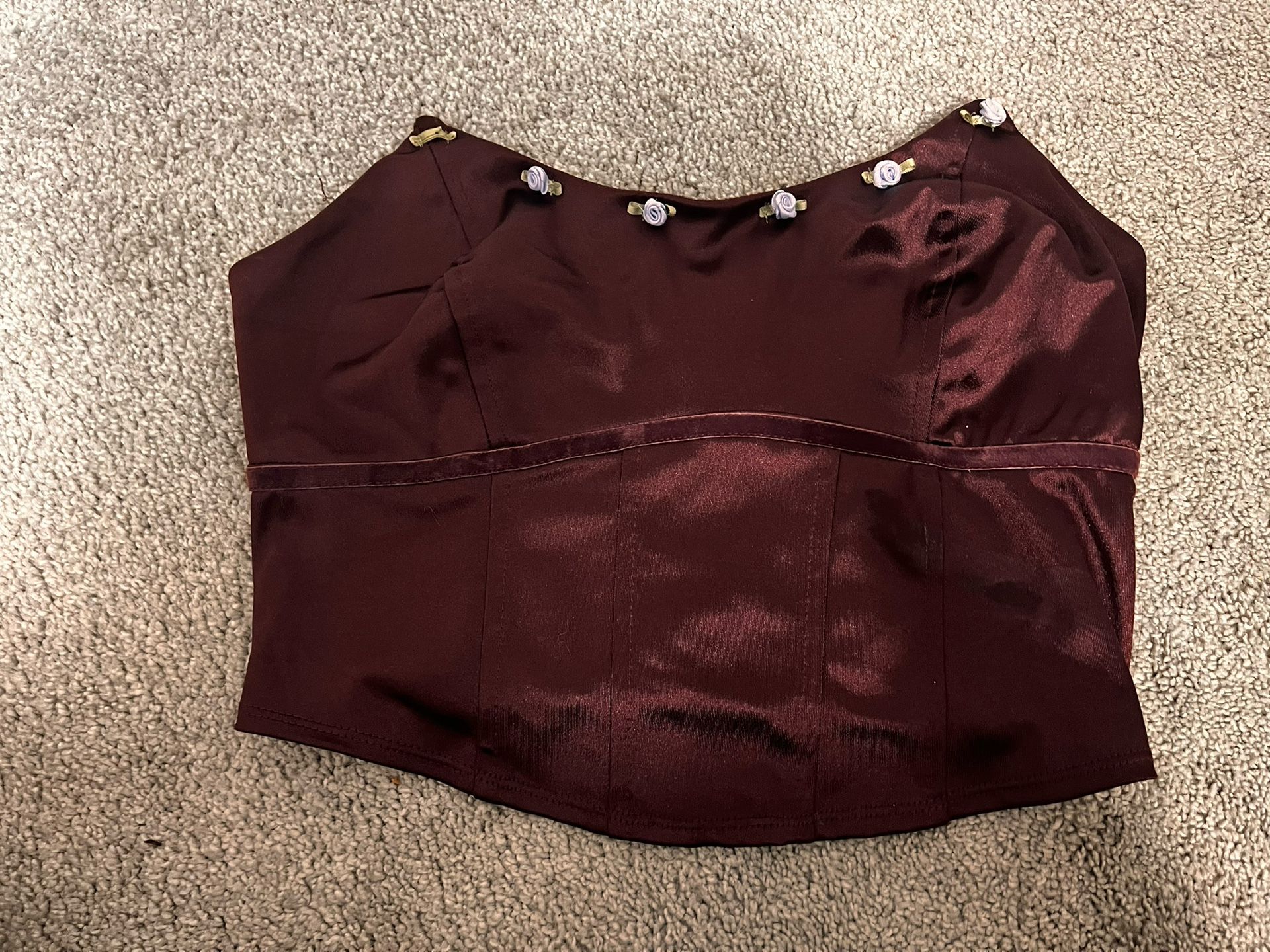 Maroon Crop Top w/ flowers