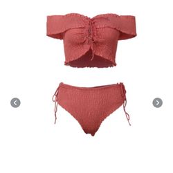 Two piece Swimsuit Set Off Shoulder Bikini Top with Hight Waist Bottom