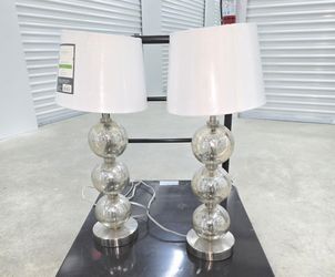 Max 27" Glass Triple-Sphere LED Table Lamp, Set of 2