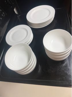Mikasa white Bone China Bowls and Plates.