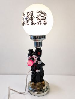 Vintage BAR Clown Figural Globe Lamp Light Red Nose Novelty Table Accent Light