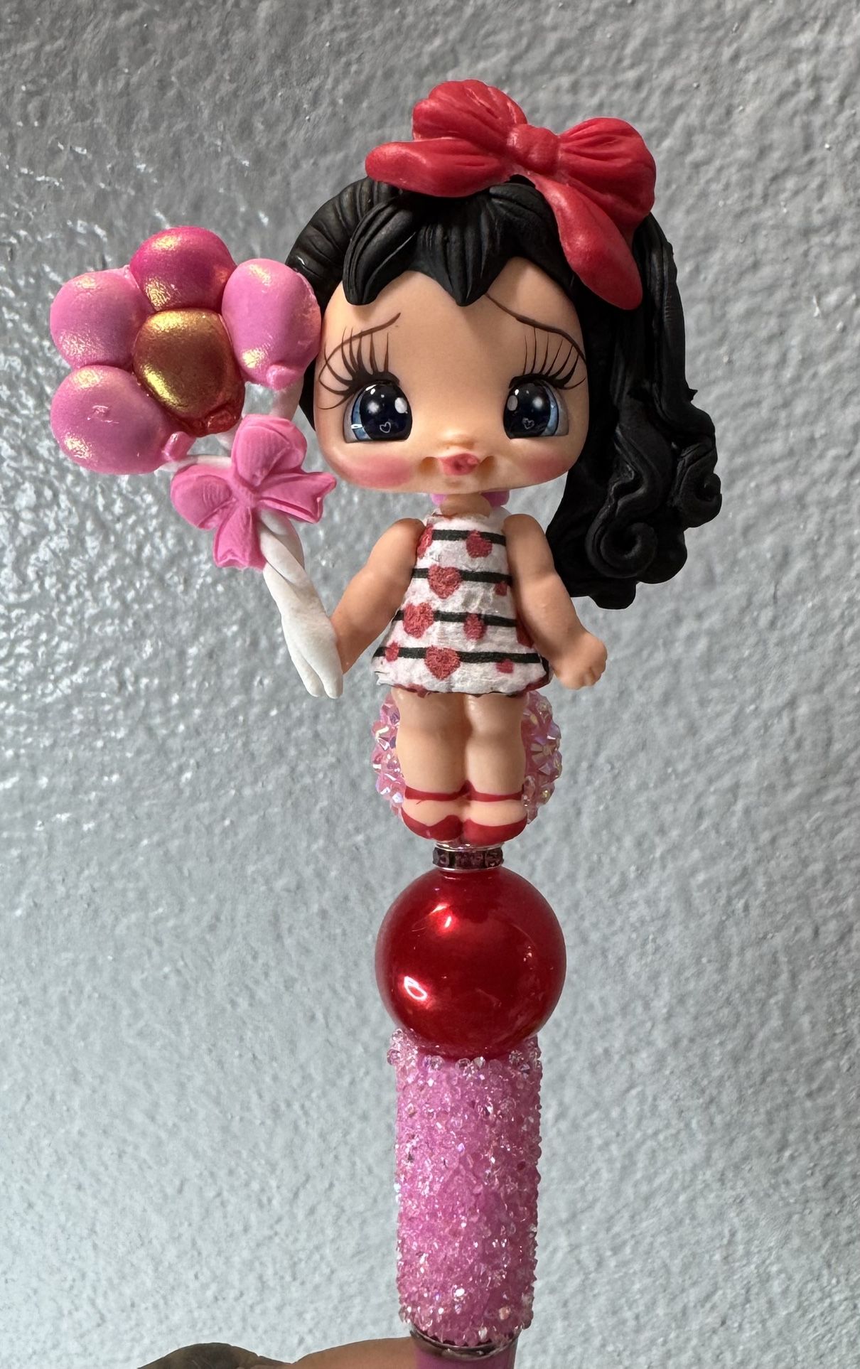 Valentine Clay Doll Beaded Pens