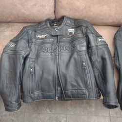 Leather Exo Skeletal Scorpion Motorcycle Jacket - Large