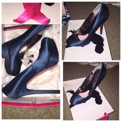 Womens blue satin heels