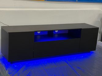 🖤 Modern Black TV Stand with LED Lights📞