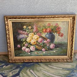 Painting basket of flowers