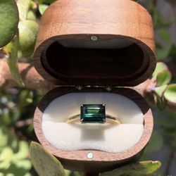 Green Tourmaline Ring on 14k Gold Band