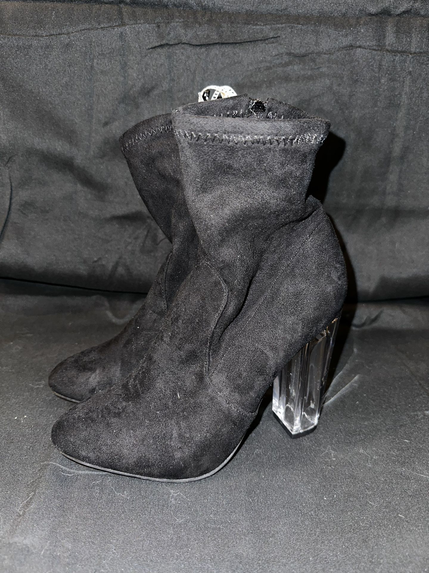 Suede Ankle Boots Clear Heel Size 8
