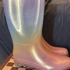 Cat & Jack Rainbow Iridescent Rain Boots Size 6