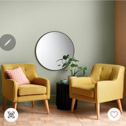 28" round black mirror