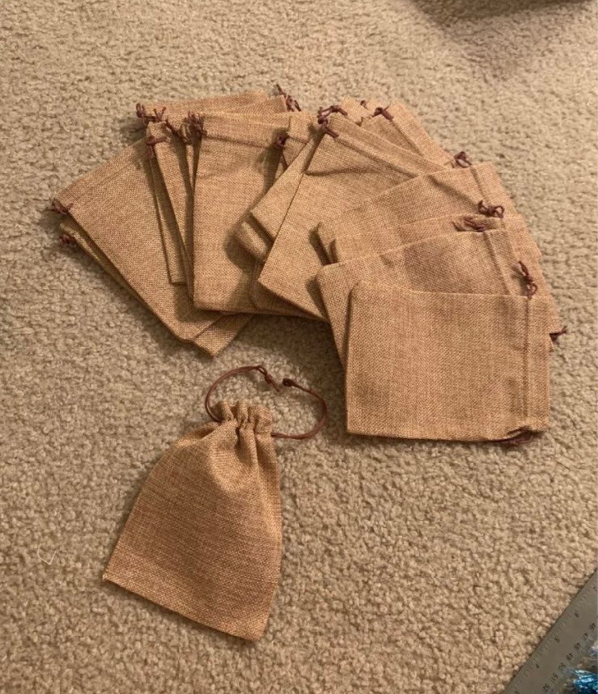 big burlap draw string bags lot