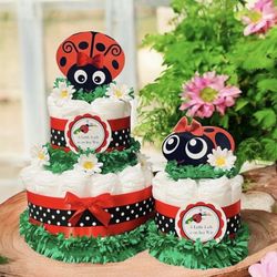 LADYBUG SPRING girl baby shower diaper cakes gift