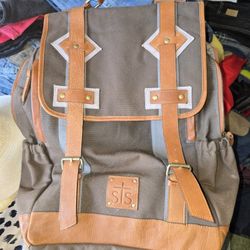 STS Ranchwear Leather And Canvas Muktipocket Back Pack Never Used 