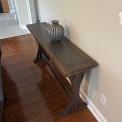 Solid Wood Console Table With A Grey Stone Top 60” long x 15” deep x 30” High