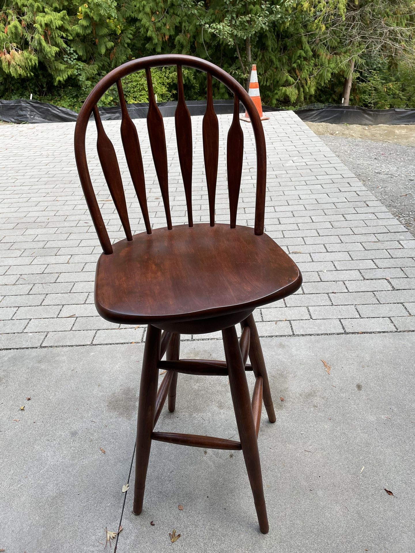 One Wooden Swivel Bar Stools