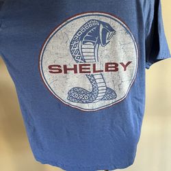 Shelby Cobra T-Shirt Men Sz Large Blue Short Sleeve Cotton American Muscle Car