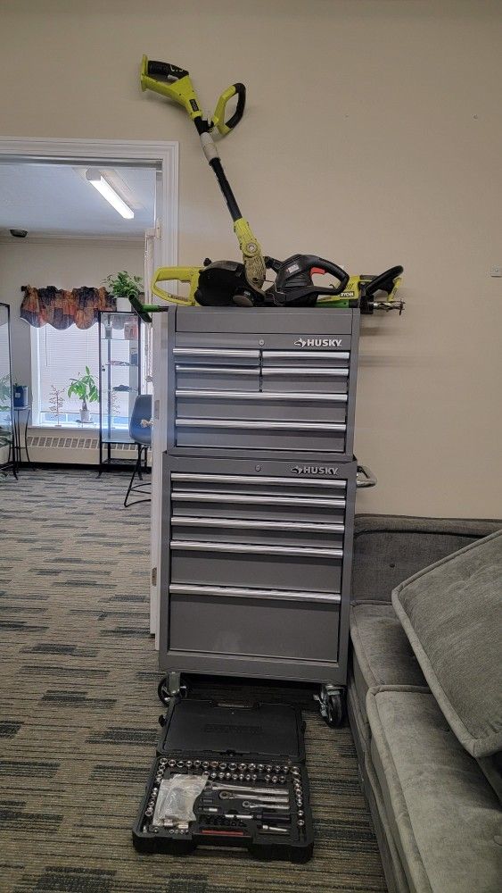 Husky toolbox with some tools
