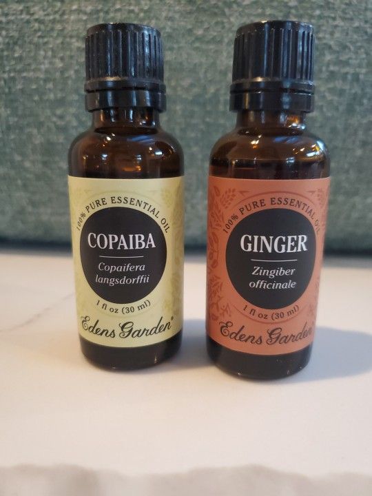2 Edens Garden 100% Pure Therapeutic Essential Oils - Copaiba & Ginger 1 Fl Oz Each