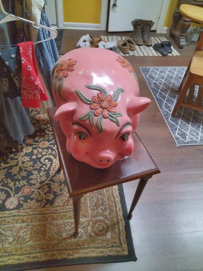 Folk Art Large Piggy Bank