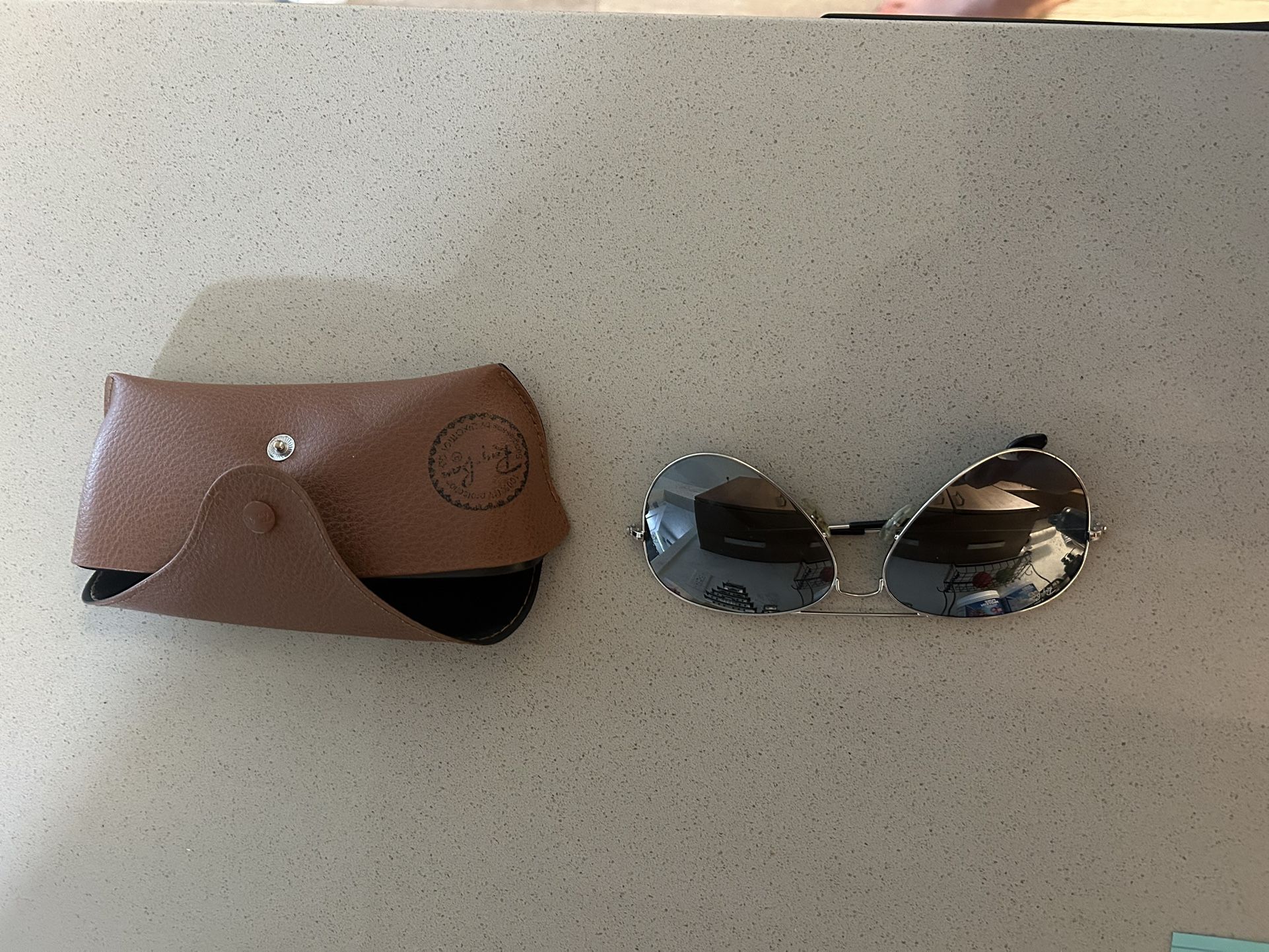 Ray-Ban Aviator Style Sunglasses w/ Leather Case