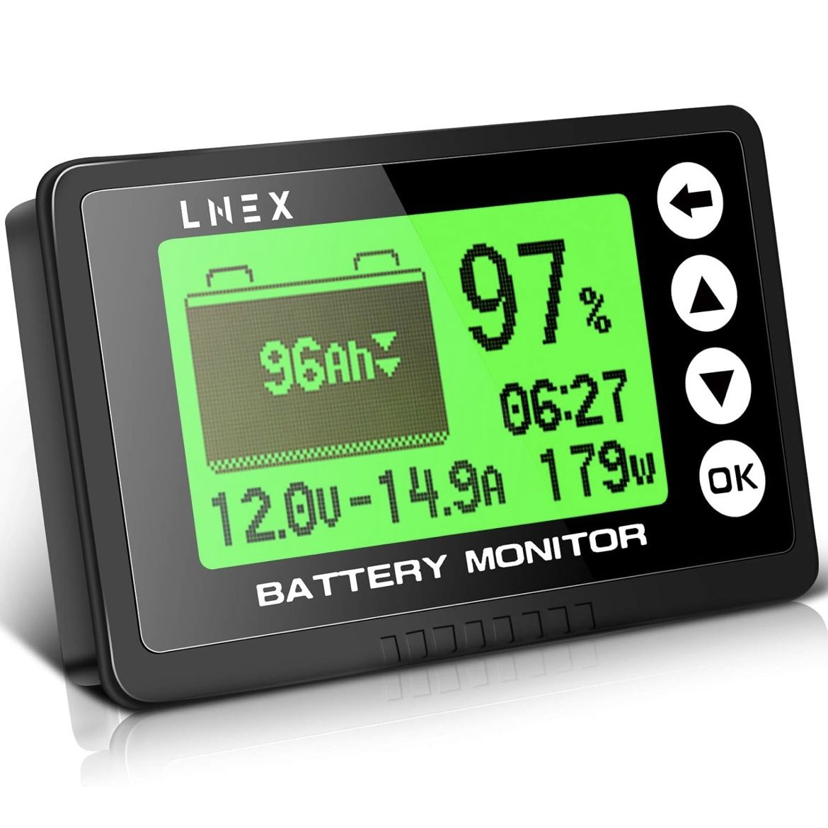 LNEX Portable Battery Monitor with Shunt, 500A Automotive Car Battery Monitor for RV Battery 10V-120V **READ CONDITION**