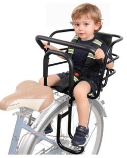 Rear Child Bike Seat,Back Mount Kid's Bike Seat with Foot Pedals Back Rest Handrail,18 months to 8 y