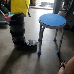 Free Mens Extra Large Medical Boot, Size 12 And Up. And Shower Chair For Free