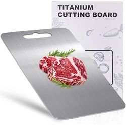 100% Titanium Cutting Board for Kitchen - Dishwasher Safe Chopping Boards with Handle, Reversible Charcuterie Board for Home Counter Outdoor Camping H