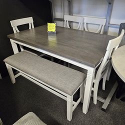 Brand New Dining Set $459 Table, 4 Chairs & Bench