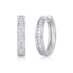 Fifty8 Baguette Moissanite Channel Set Band Ring, 925 Sterling Silver, Morning Dew
