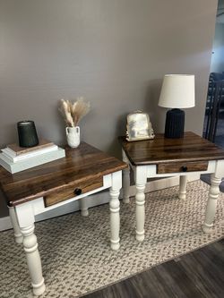 Refurbished Solid Wood End Tables | Nightstands | Set of 2