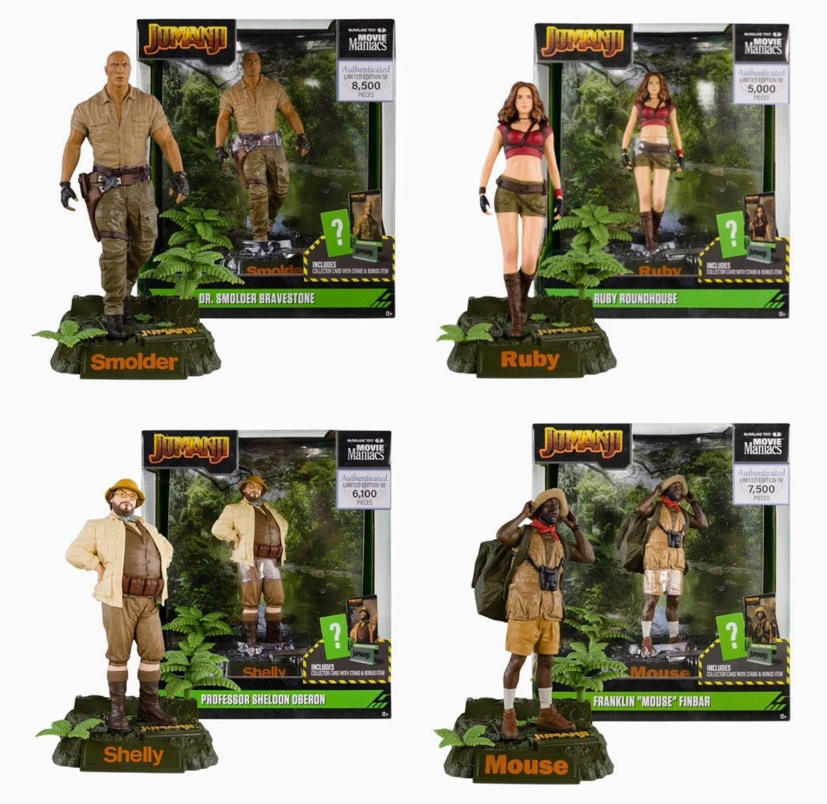 McFarlane Jumanji Movie Maniacs Complete 4 Figure Set Limited Ed.- Collectible